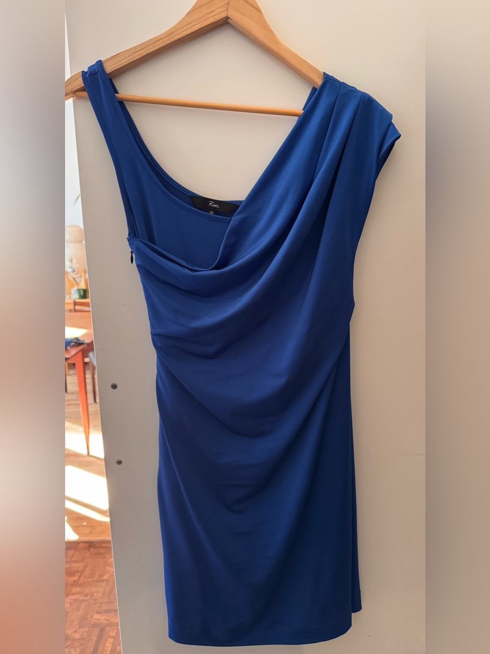 Cobalt Blue Draped One Shoulder Mini Dress | Roni NYC | Size S